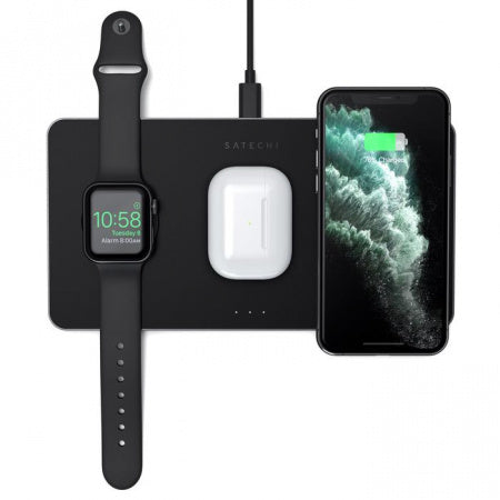 Satechi Trio Wireless Charging Pad (Apple Watch, Airpods, iPhone) - Čierna