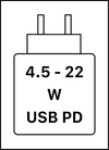 Toto zariadenie podporuje rýchle nabíjanie cez USB PD, ako je definované v dokumente USB Implementers Forum Power.
