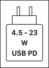 Toto zariadenie podporuje rýchle nabíjanie cez USB PD, ako je definované v dokumente USB Implementers Forum Power.