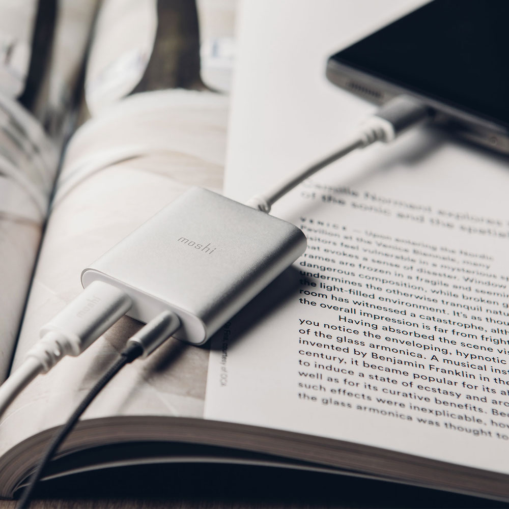 Moshi USB-C Digital Audio Adapter with Charging - Silver