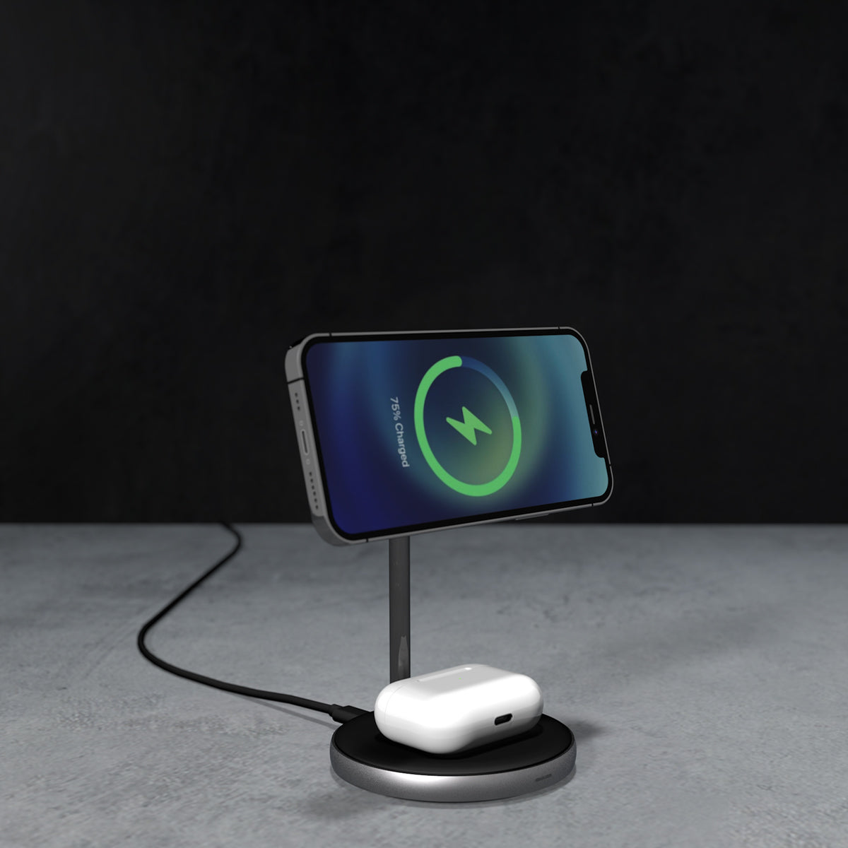 Epico Magnetic 2in1 Wireless Charger (MagSafe compatible) 15W/10W/7,5W + 18W QC - čierna