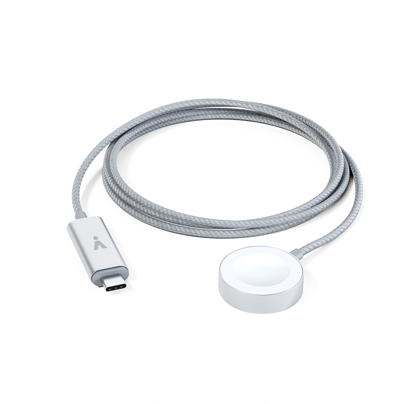 Magnetický USB-C rýchlonabíjací kábel pre Apple Watch 1,2 m iSTYLE - strieborný