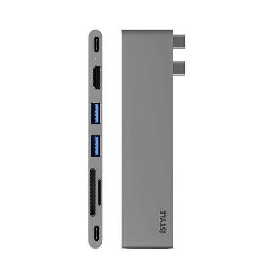 iSTYLE 7in1 Pro Hub 8K with USB-C connector - space grey