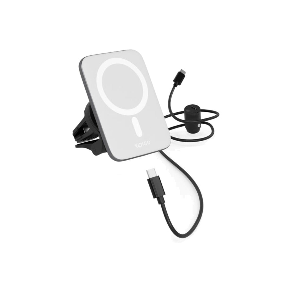 iSTYLE Qi2 Ultrathin Wireless Car Charger MagSafe compatible - silver/white
