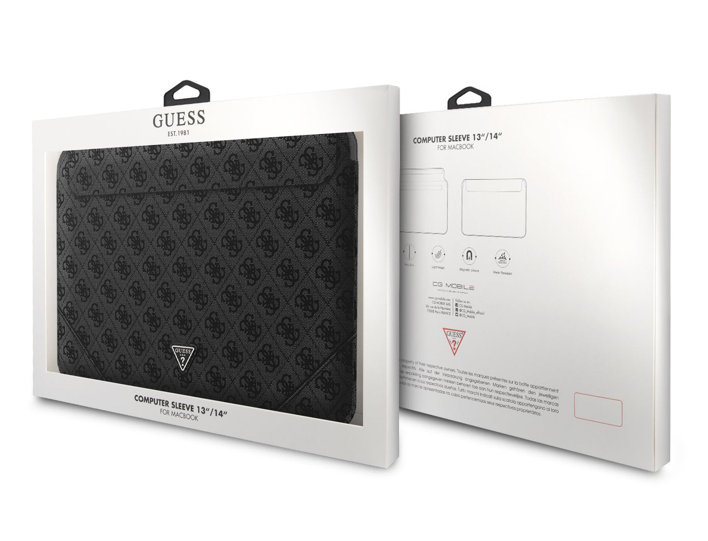 Guess PU 4G Triangle Metal Logo Computer Sleeve 13/14 Black