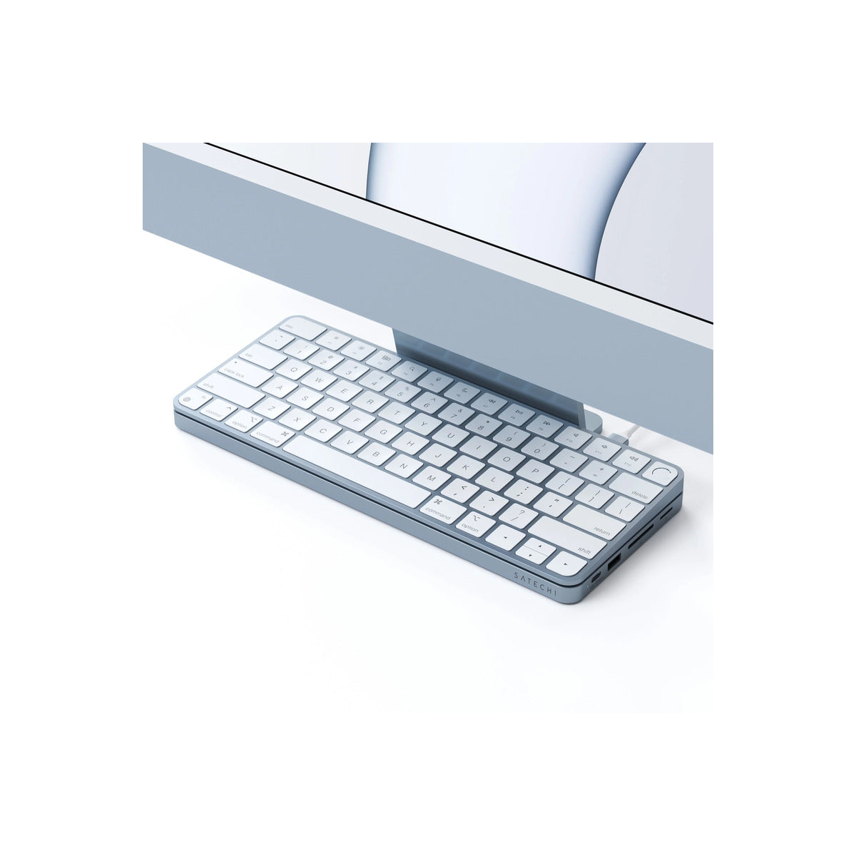 Satechi USB-C Slim Dock 24" IMAC (1xType-C Upstream Port,2x USB 2.0,1xMicro SD,1xSD Card,1xUSB-A,1x M.2 SSD slot, 1xUSB-C) colour match cable inc. - Blue