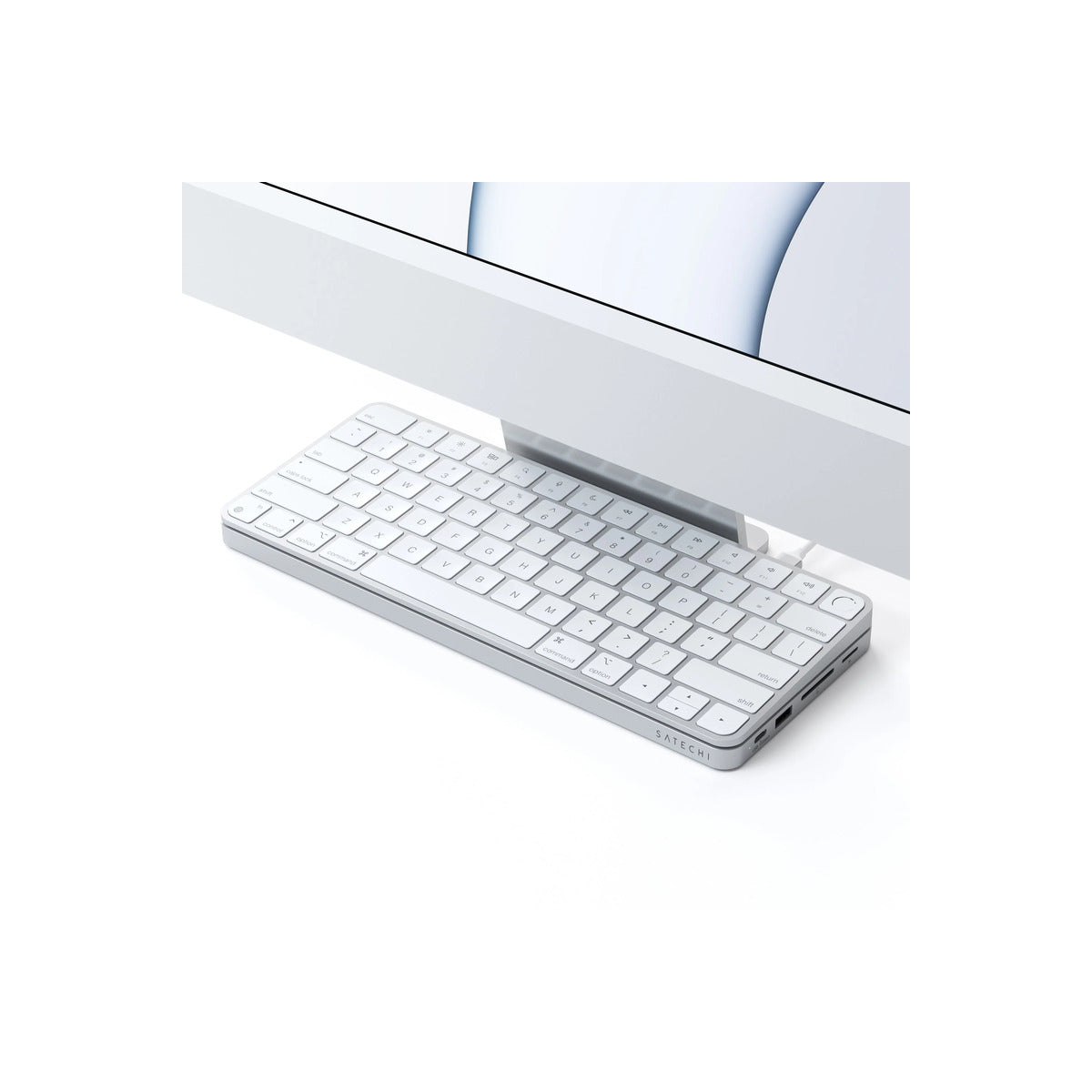 Satechi USB-C Slim Dock 24" IMAC (1xType-C Upstream Port,2x USB 2.0,1xMicro SD,1xSD Card,1xUSB-A,1x M.2 SSD slot, 1xUSB-C) colour match cable inc. - Silver