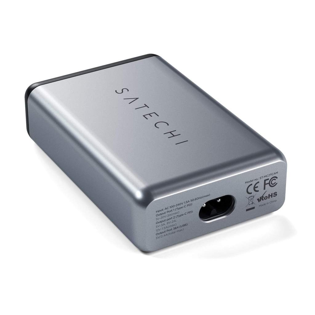 Satechi 75W Dual TYPE-C PD Travel Charger (2x USB-A,1x USB-C PD 18W,1x USB-C PD 60W) - Space Gray