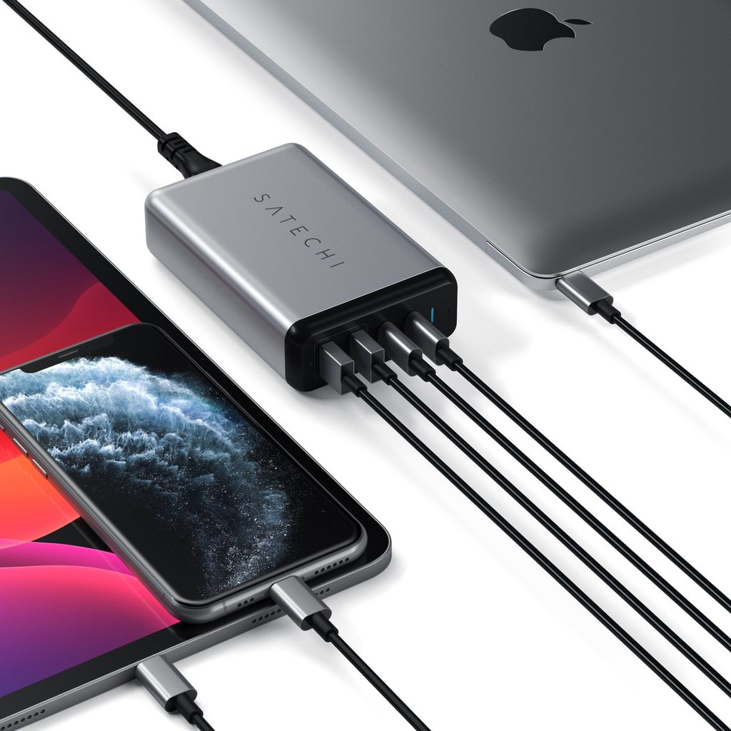 Satechi 75W Dual TYPE-C PD Travel Charger (2x USB-A,1x USB-C PD 18W,1x USB-C PD 60W) - Space Gray