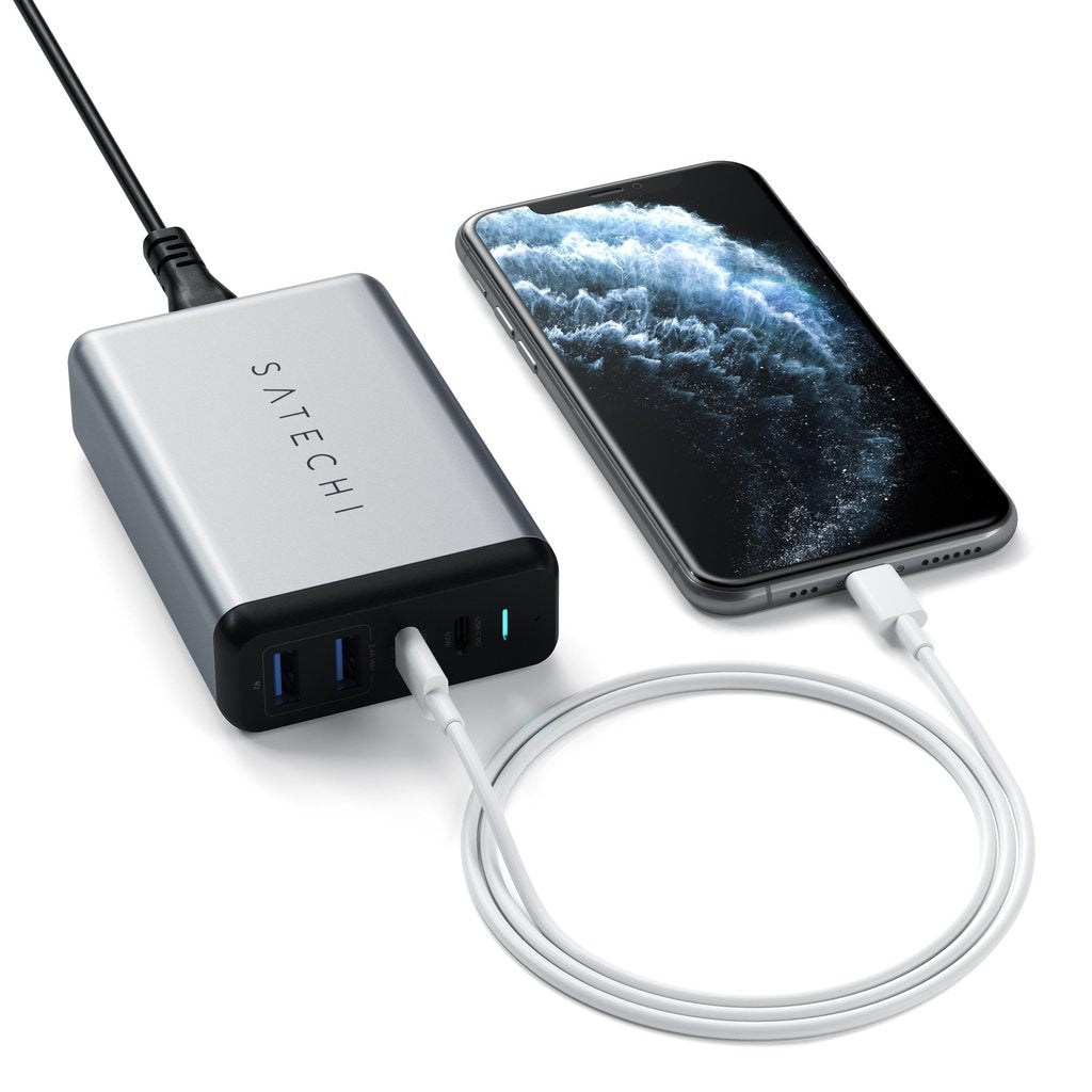Satechi 75W Dual TYPE-C PD Travel Charger (2x USB-A,1x USB-C PD 18W,1x USB-C PD 60W) - Space Gray
