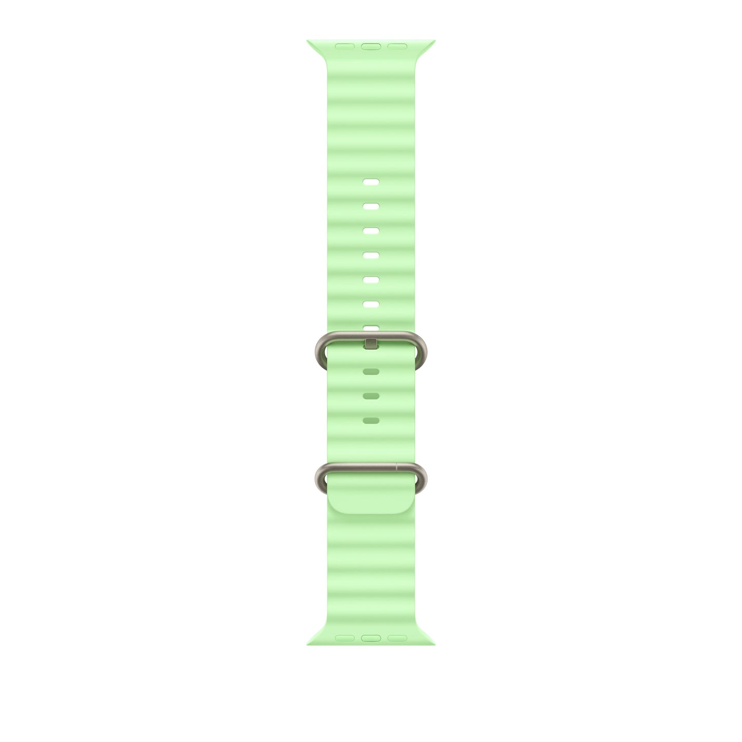 49mm Neon Green Ocean Band - Natural Titanium Finish - iSTYLE SK