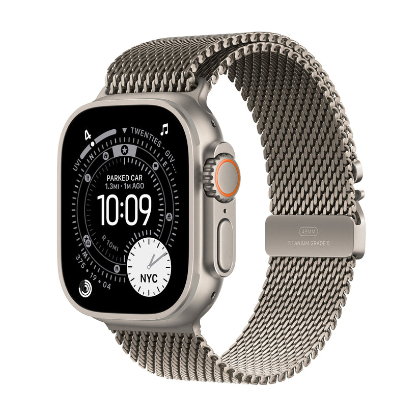 Apple Watch Ultra 3 GPS + Cellular 49mm Natural Titanium Case with Natural Titanium Milanese Loop - Small - iSTYLE SK