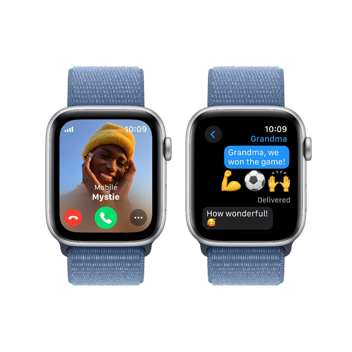 Apple Watch SE GPS + Cellular 44mm Silver Aluminium Case with Winter Blue Sport Loop