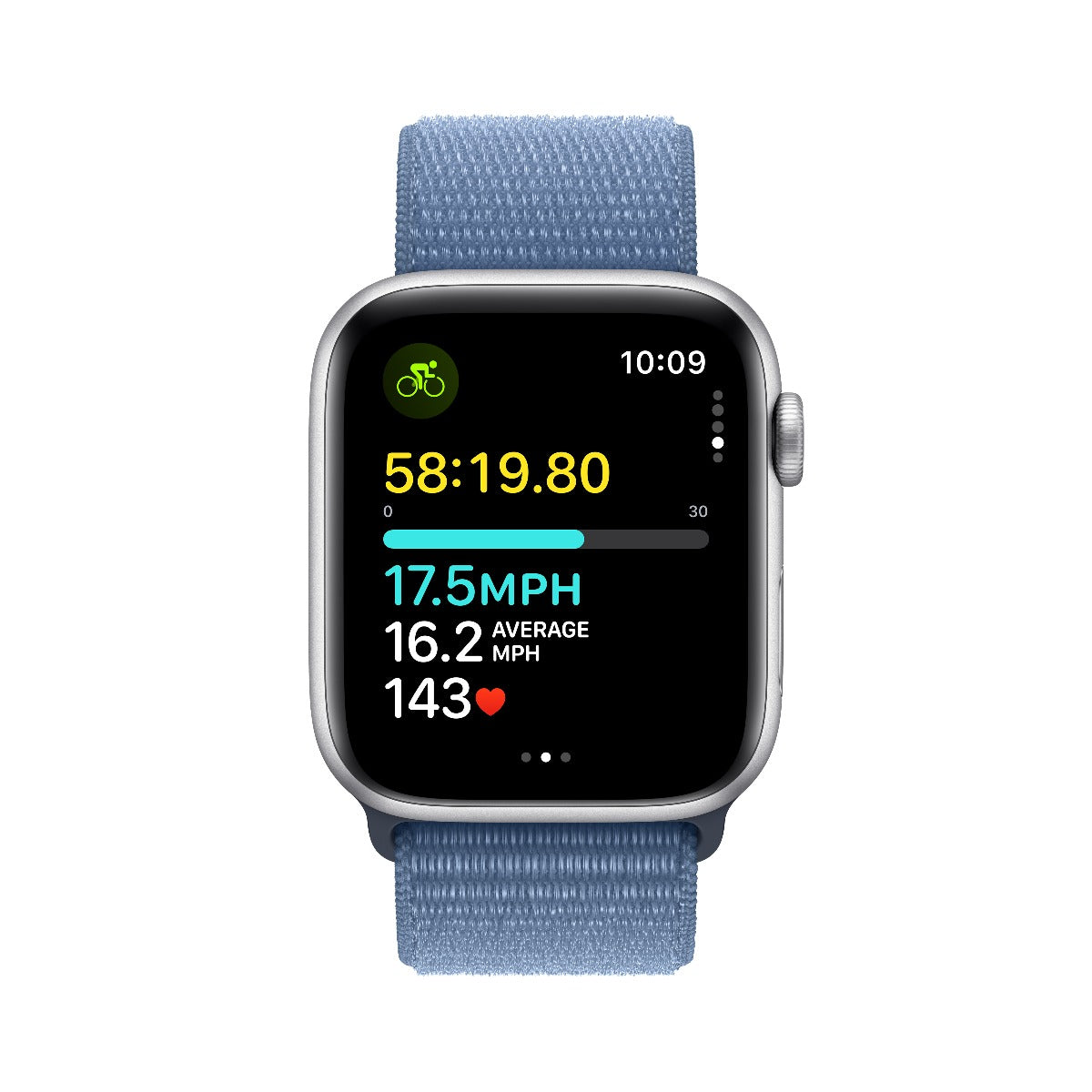 Apple Watch SE GPS + Cellular 44mm Silver Aluminium Case with Winter Blue Sport Loop
