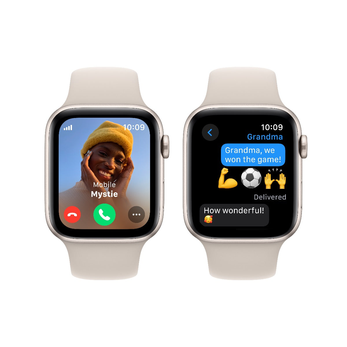 Apple Watch SE GPS + Cellular 44mm Starlight Aluminium Case with Starlight Sport Band - M/L