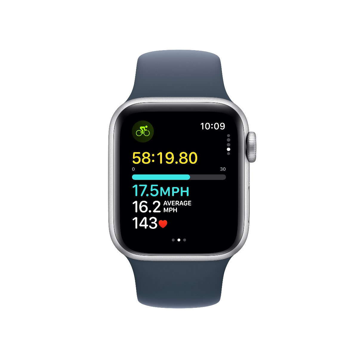 Apple Watch SE GPS 40mm Silver Aluminium Case with Storm Blue Sport Band - S/M