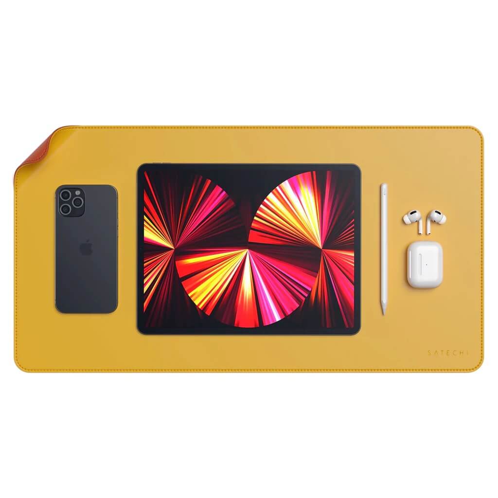 Satechi dual sided Eco-leather Deskmate - Yellow/Orange