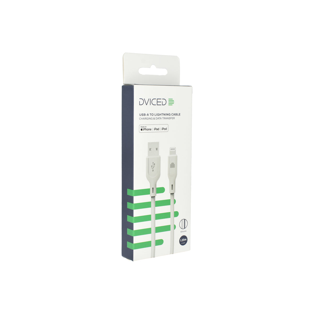 Dviced Kábel USB - A na Lightning silikón 1,25m - Biely