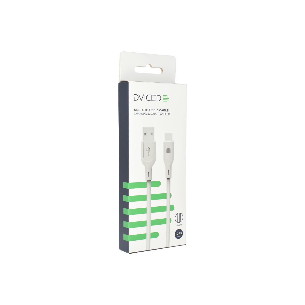 Vedený kábel USB - A na C silikón 1,25m - Biely