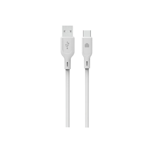 Vedený kábel USB - A na C silikón 1,25m - Biely