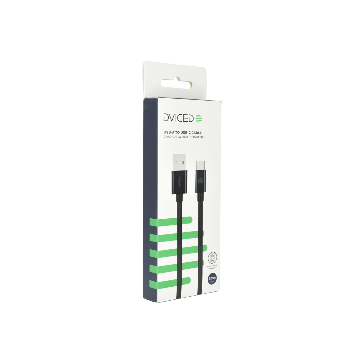 Dviced Kábel USB - A na USB - C Nylon Textil 1,25m - Čierna