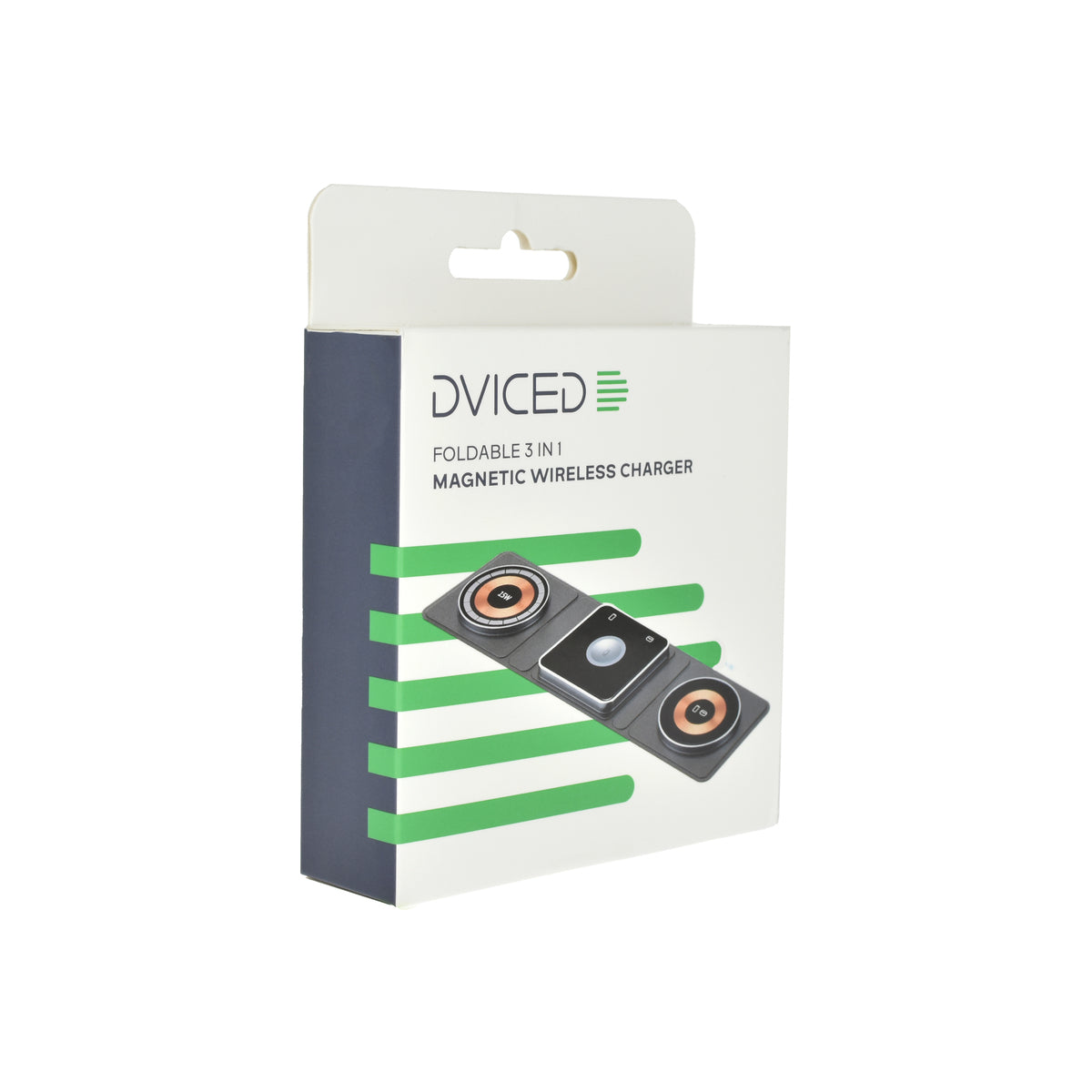 Dviced 3-v-1 skladacia magnetická bezdrôtová nabíjačka medená - čierna