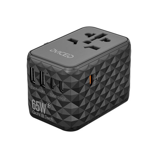 Dviced Univerzálny cestovný adaptér 65W GaN - čierna