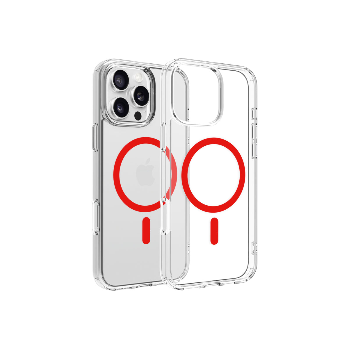 Dviced Magsafe iPhone 16 Pro Max priehľadné puzdro – červené