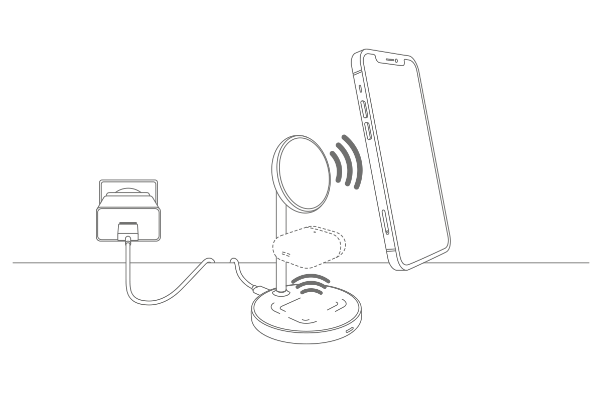 Epico Magnetic 2in1 Wireless Charger (MagSafe compatible) 15W/10W/7,5W + 18W QC - čierna