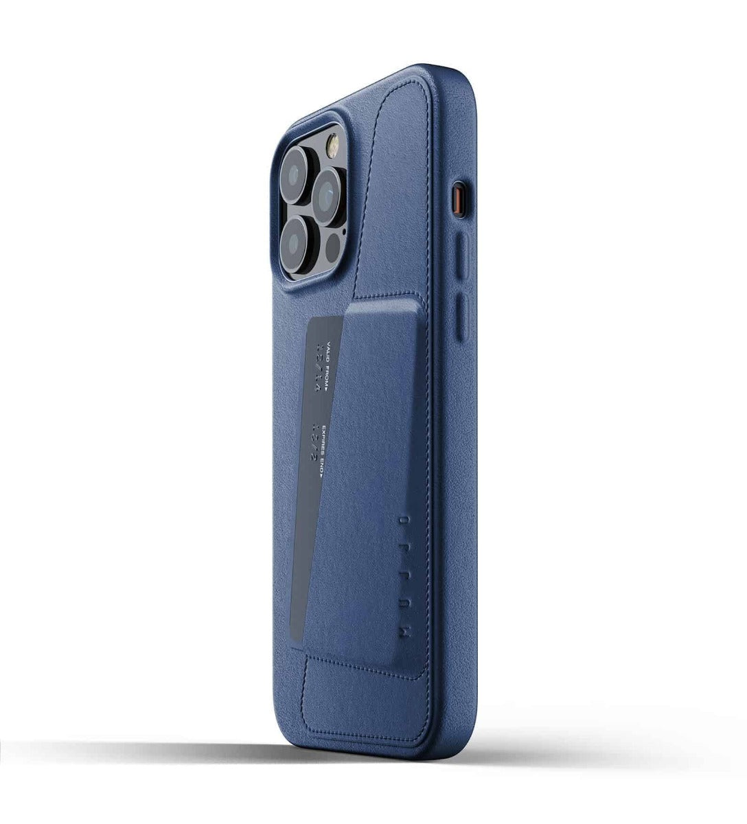 Mujjo Full Leather Wallet Case for iPhone 13 Pro Max Monaco Blue