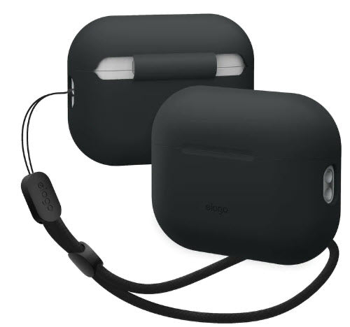ELAGO Airpods Pro 2 silikónový obal so šnúrkou - čierny