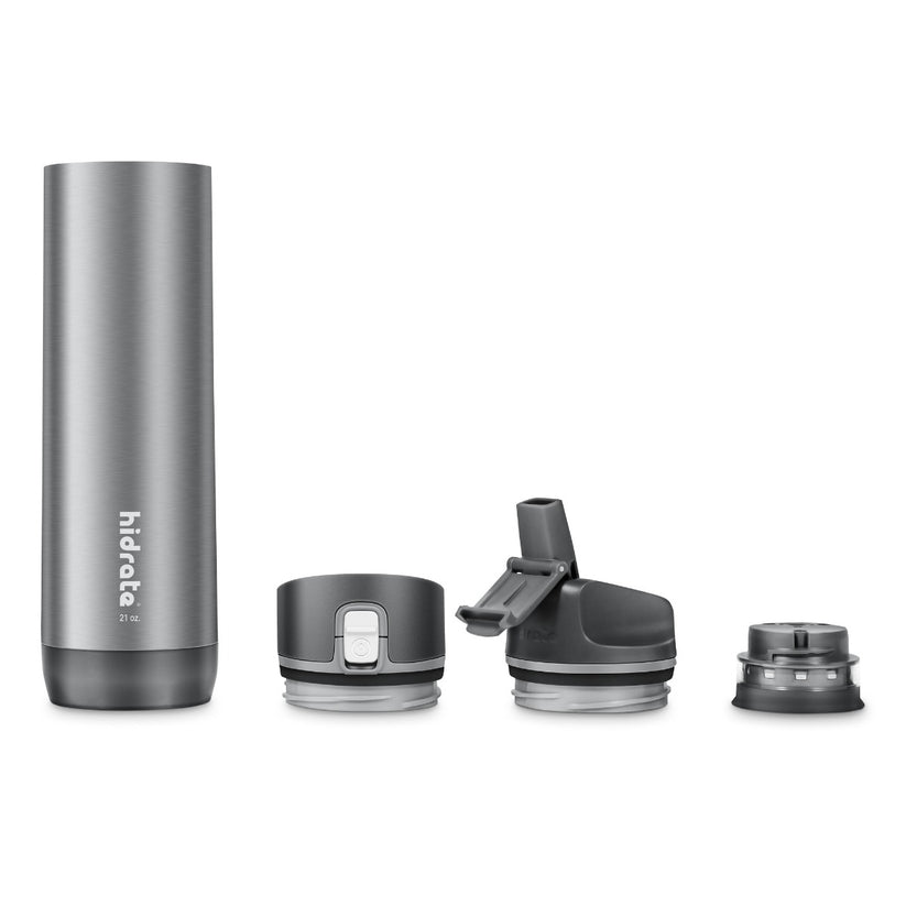 Inteligentná nerezová fľaša so slamkou HidrateSpark Steel 620 ml - strieborná