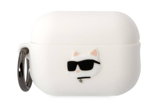 Karl Lagerfeld 3D Logo NFT Choupette Head Silicone Case for Airpods Pro (2022) - White