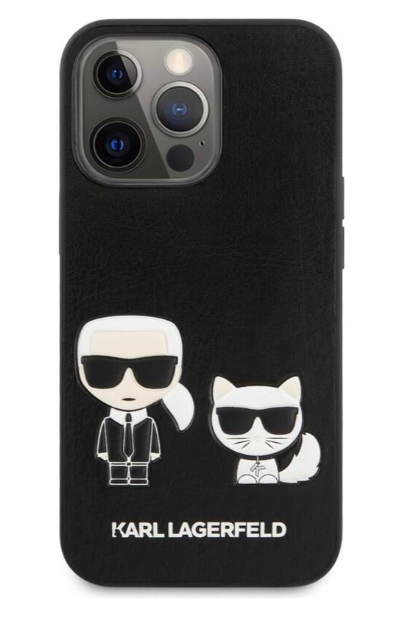 Karl Lagerfeld and Choupette PU Leather Case iPhone 13 Pro - Black