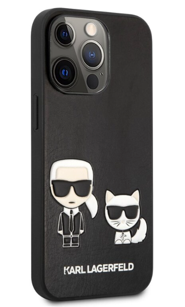 Karl Lagerfeld and Choupette PU Leather Case iPhone 13 Pro - Black