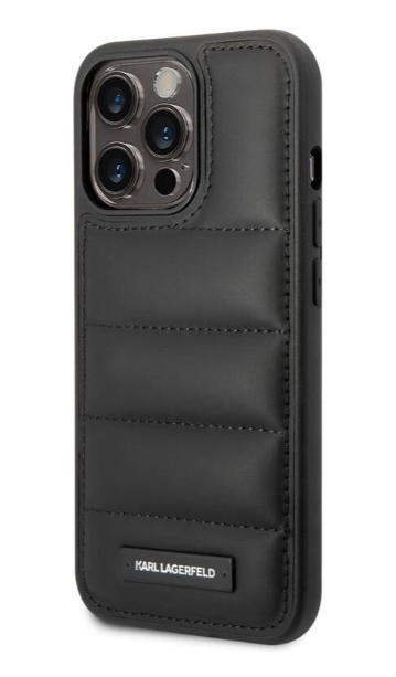Karl Lagerfeld Quilted Puffy Metal Logo Case for iPhone 14 Pro - Black