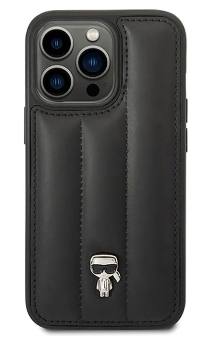Karl Lagerfeld Quilted Puffy Ikonik Logo Case for iPhone 14 Pro - Black