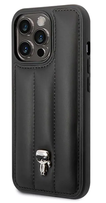 Karl Lagerfeld Quilted Puffy Ikonik Logo Case for iPhone 14 Pro - Black