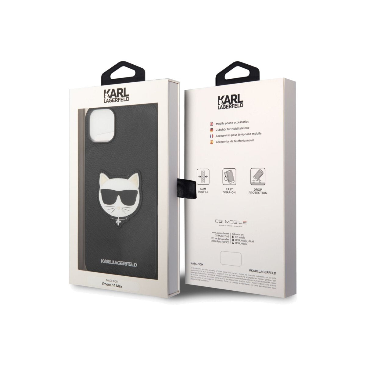 Karl Lagerfeld PU Saffiano Case with Choupette Head for iPhone 14 Plus Black