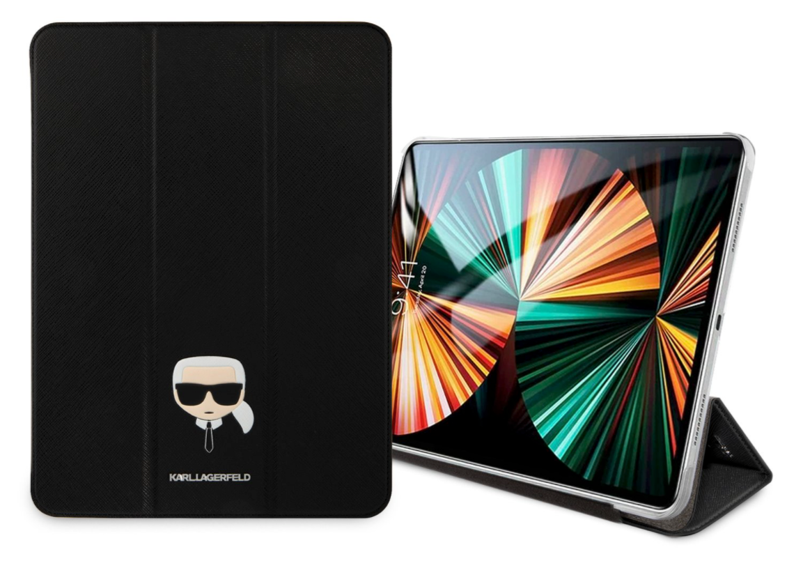 Karl Lagerfeld Head Saffiano Case for iPad Pro 12.9 (2022) Black