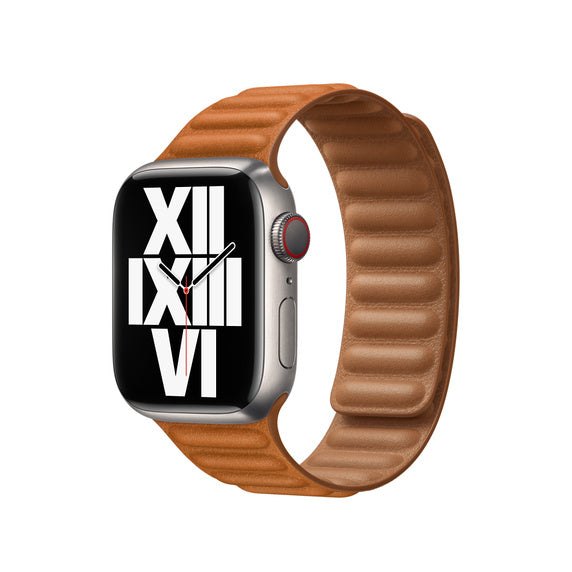 41mm Golden Brown Leather Link - S/M