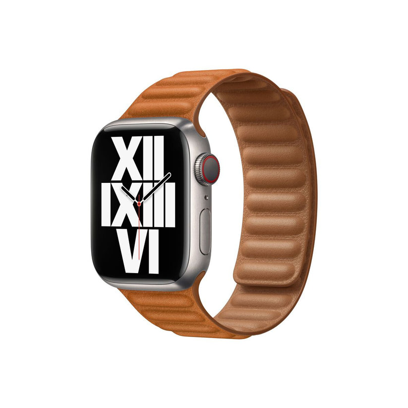 41mm Golden Brown Leather Link - S/M