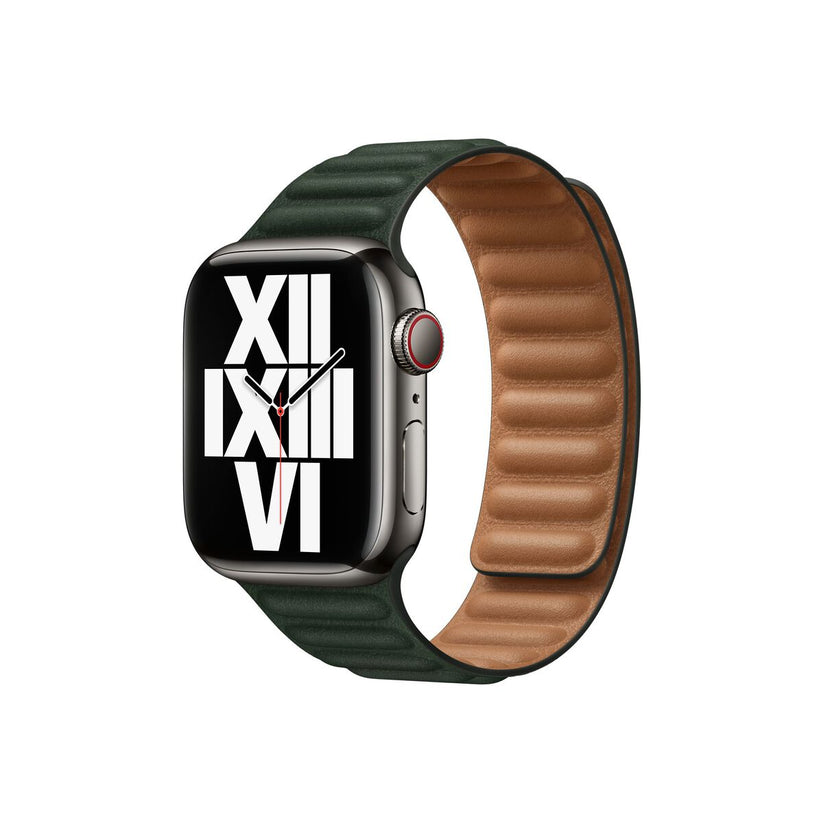 41mm Sequoia Green Leather Link - S/M