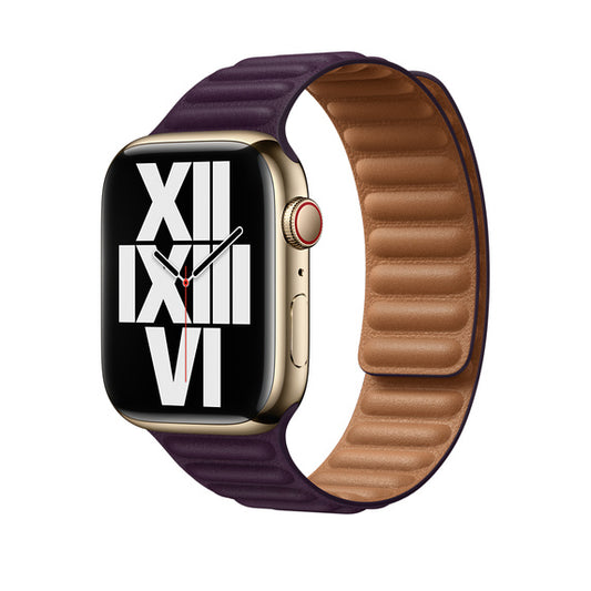 45mm Dark Cherry Leather Link - S/M