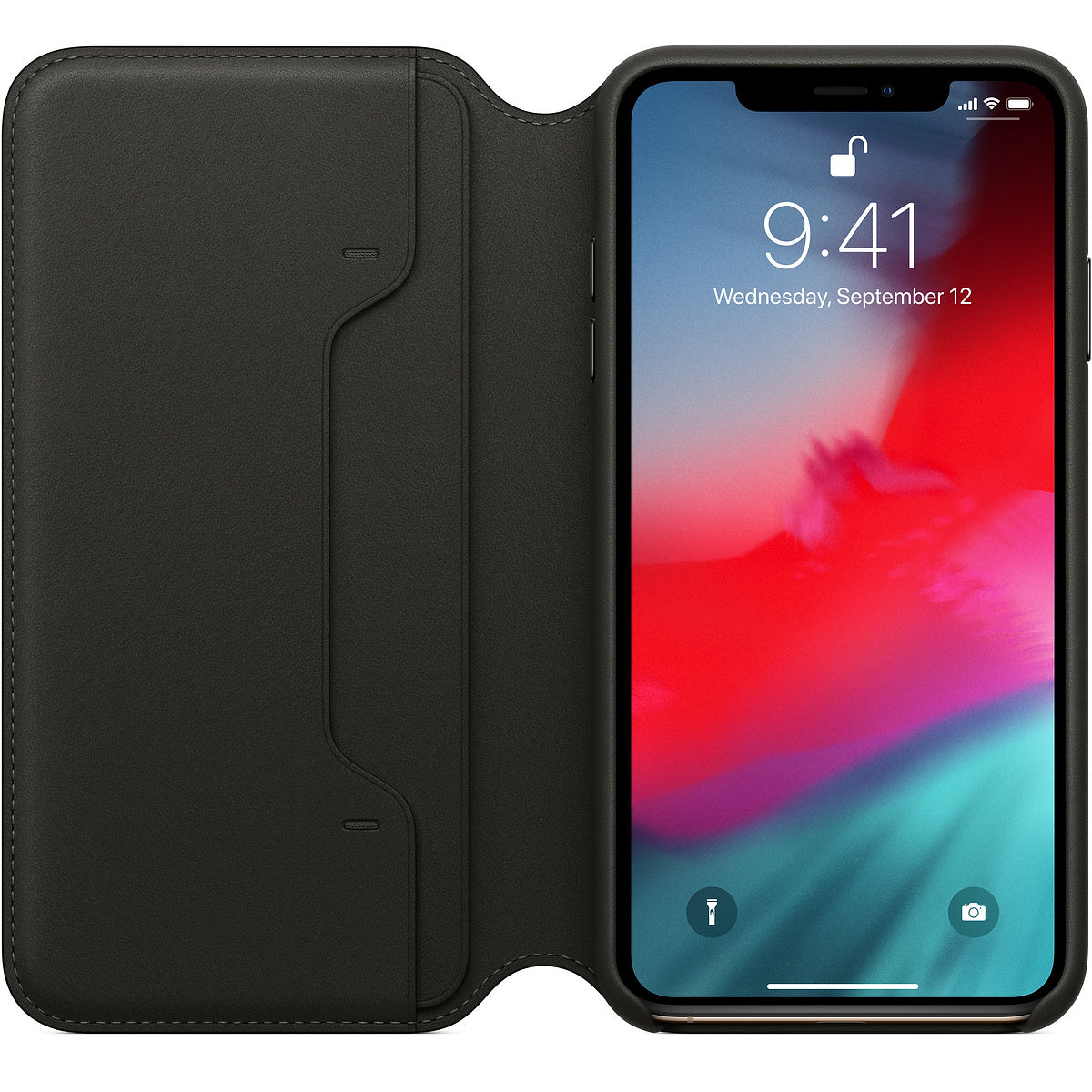 Kožené puzdro Apple Folio na iPhone XS Max - čierne
