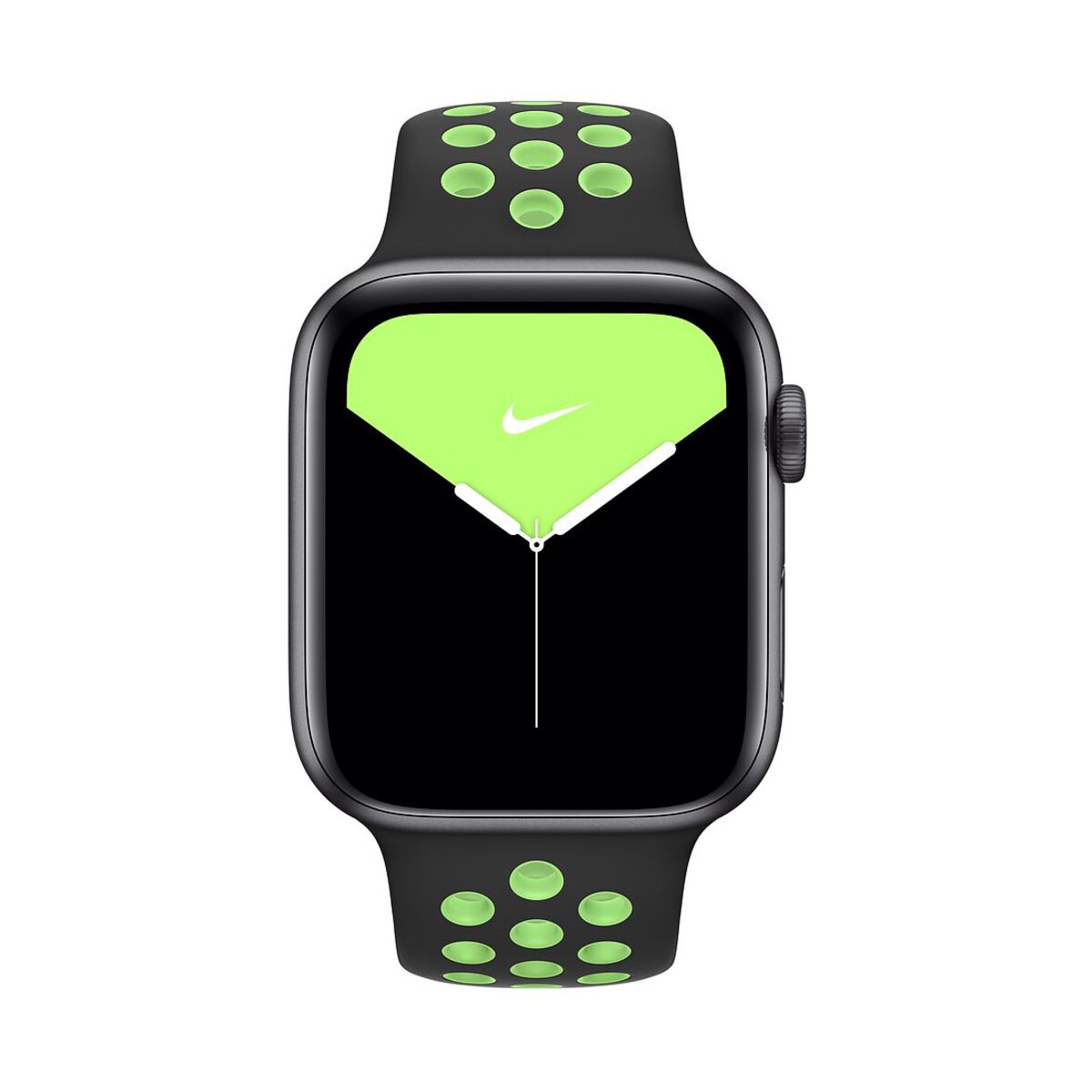 Apple Watch 44mm Nike Band: Black/Lime Blast Nike Sport Band - Regular (Seasonal Spring2020)