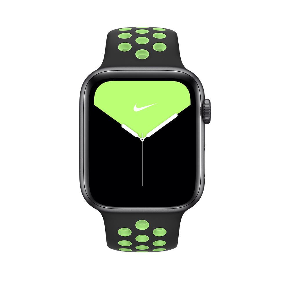 Apple Watch 44mm Nike Band: Black/Lime Blast Nike Sport Band - Regular (Seasonal Spring2020)