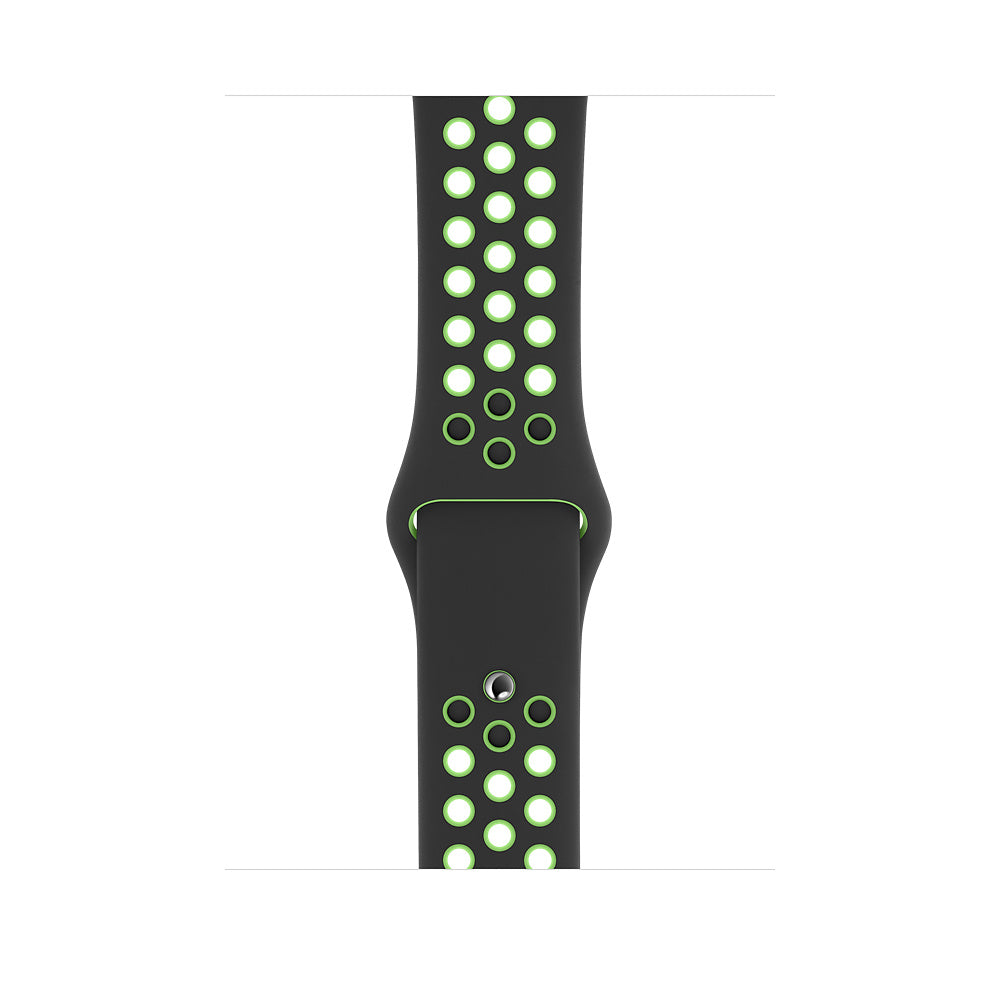 Apple Watch 44mm Nike Band: Black/Lime Blast Nike Sport Band - Regular (Seasonal Spring2020)