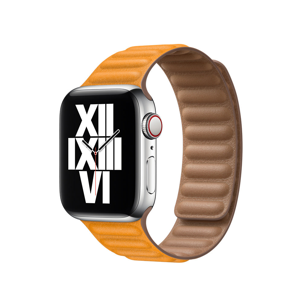 41mm Golden Brown Leather Link - S/M