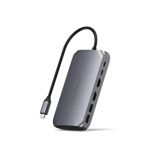 Satechi Aluminium USB-C Multimedia Adapter M1 (1x4K HDMI output 60Hz,1x4K HDMI output 30Hz,1xUSB-C PD 85W,1xUSB-C data,2xUSB-A) - Grey